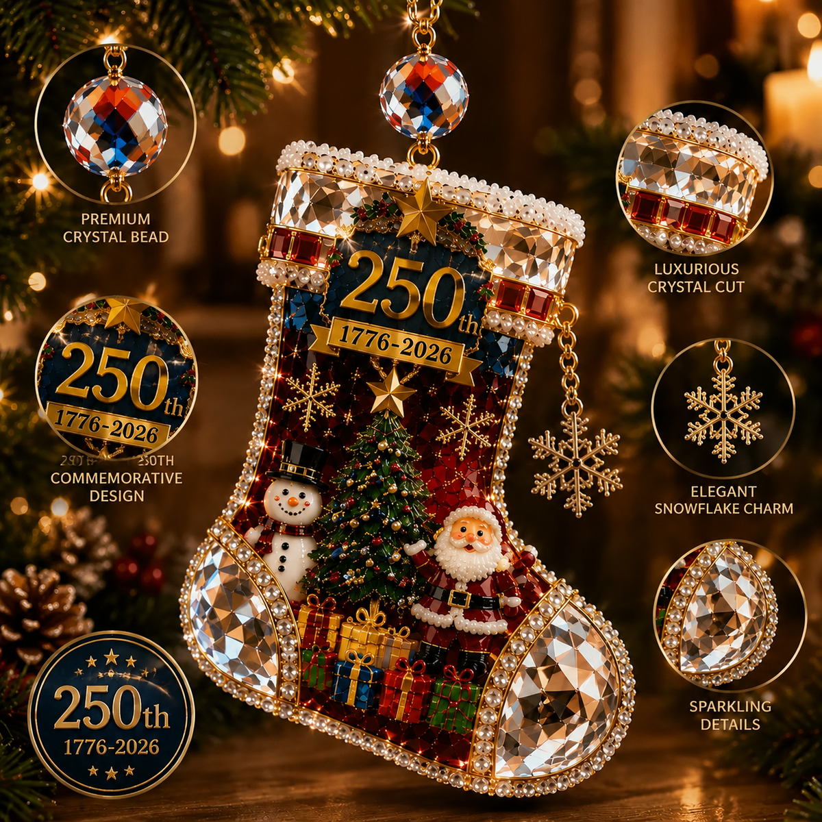 ✨Crystal Christmas Stocking Ornament