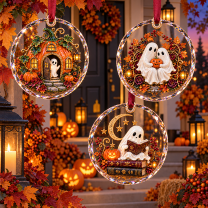2026 Enchanted Halloween Hanging Ornaments – 8 Whimsical Designs with Ghosts, Black Cats & Moonlit Magic