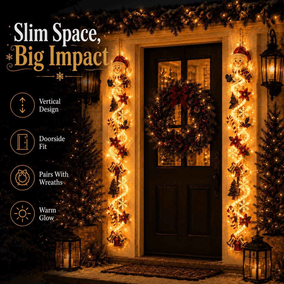 🎄MerryCascade Glowing Christmas Door Hanger | 6 Festive Lighted Designs with Warm Glow, Dimensional Details & Space-Saving Vertical Décor ✨ - image 4
