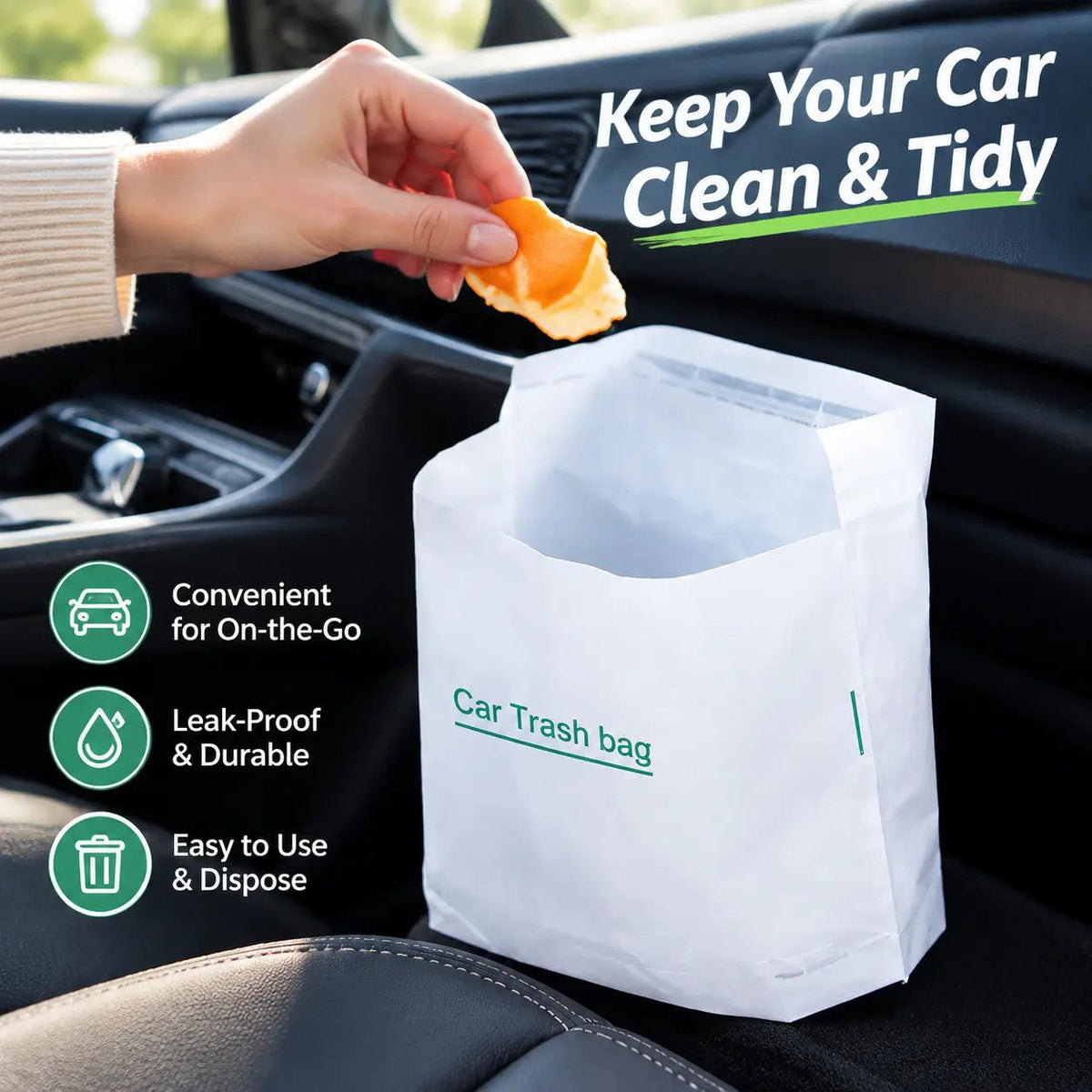 20 Counts Car Trash Bag, Self-Adhesive Vertical Disposable Cleaning Bag🗑️ - image 1