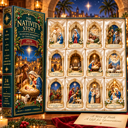 Nativity Story 2026 – 24 Sacred Moments of Christmas Countdown Calendar with 24 Unique Nativity Miniatures, Christian Christmas Collectible Gift