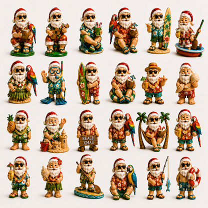 ✨24-Day Christmas Countdown Advent Calendar –Beach-vacation Santa Claus