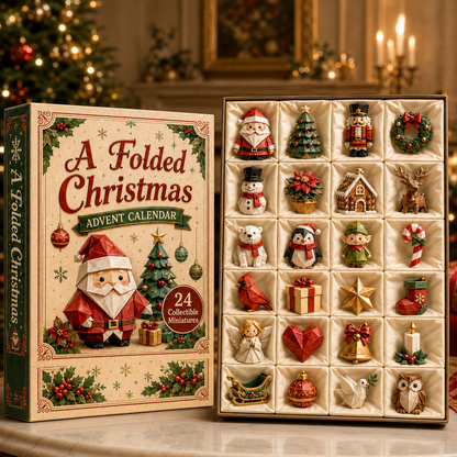 A Folded Christmas 24-Day Advent Calendar – 24 Collectible  Christmas Miniatures, Premium Holiday Countdown Gift Set for Families & Collectors