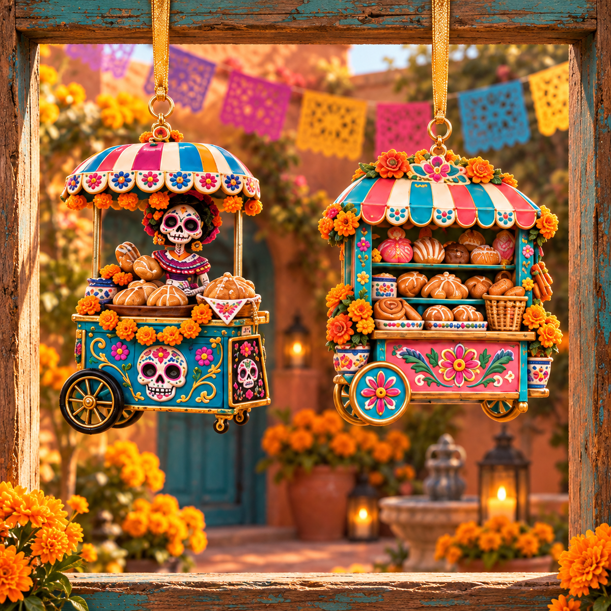 2026 Día de Muertos Village Ornaments – Miniature Market & Marigold Keepsake Collection