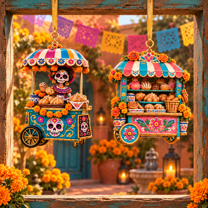2026 Día de Muertos Village Ornaments – Miniature Market & Marigold Keepsake Collection