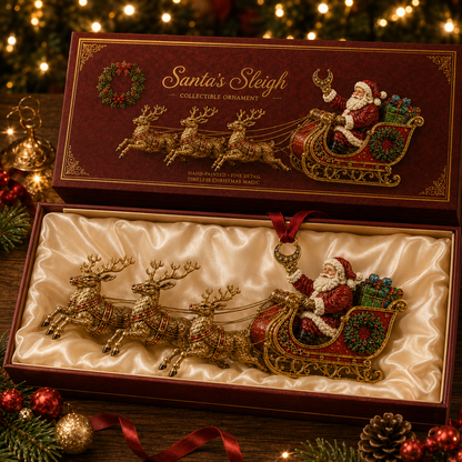 Christmas Santa & Reindeer Sleigh Ornament