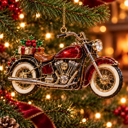 ✨ 2026 Vintage Stained Glass Motorcycle Christmas Ornaments – Set of 6 |  Retro Cruiser, Sidecar, Chopper & Adventure Motorbike Hanging Decorations | Christmas Tree Ornaments & Biker Gifts