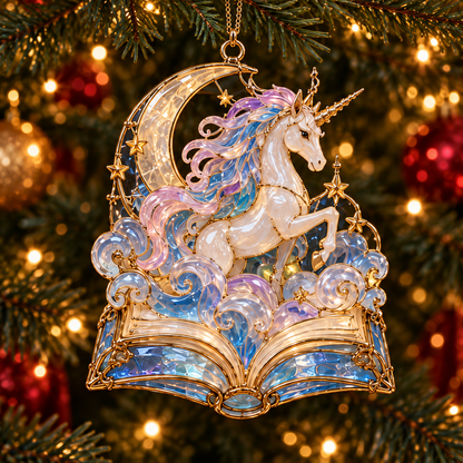 🎄 2026 Enchanted Storybook Christmas Ornaments – Set of 6 |  Stained Glass Fairy Tale Castle, Unicorn, Fairy, Mermaid, Dragon & Snowy Village Hanging Decorations | Magical Christmas Tree Ornaments & Fantasy Lover Gifts