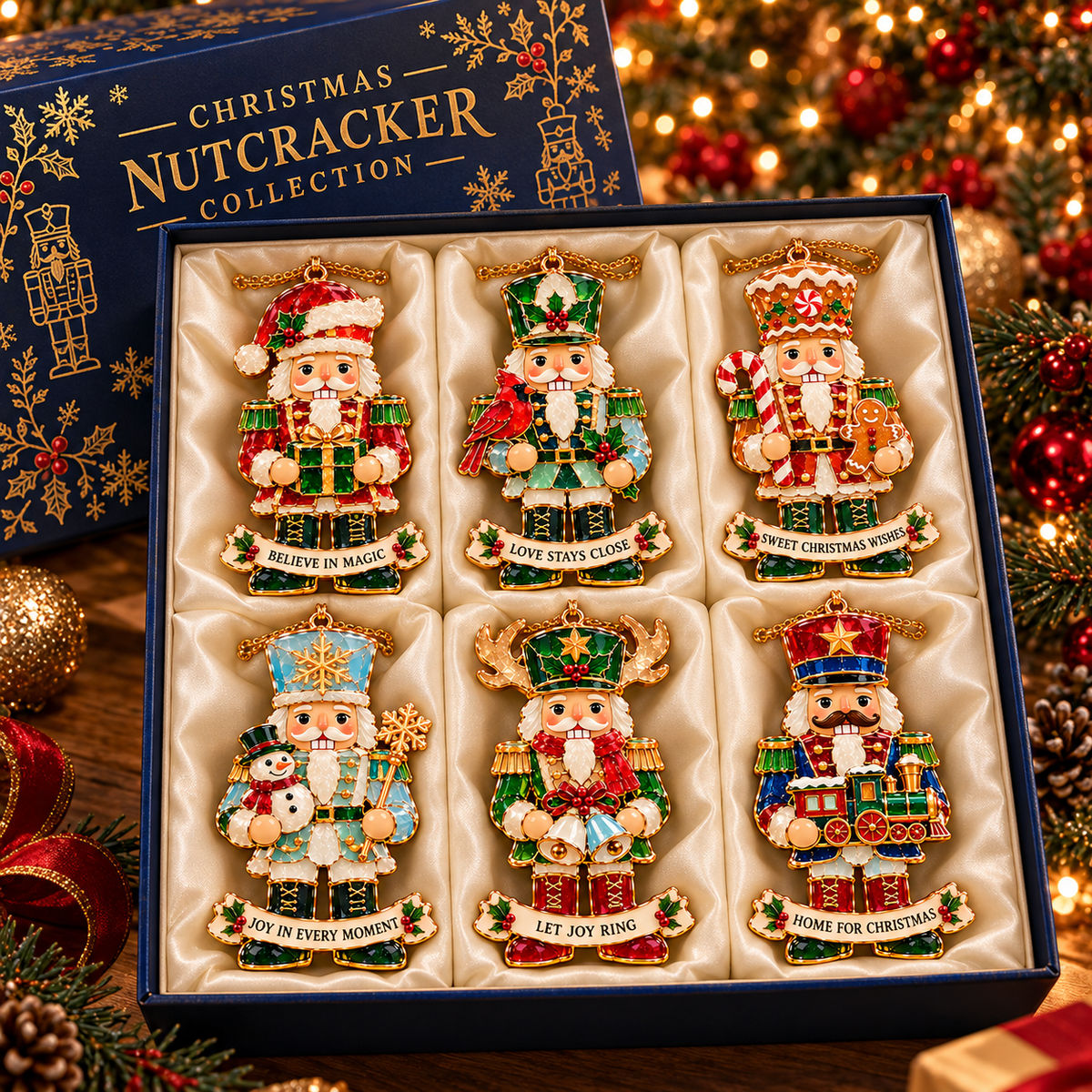2026 Nutcracker Christmas Ornament Collection – 6 Festive Designs with Golden Details & Heartfelt Wishes