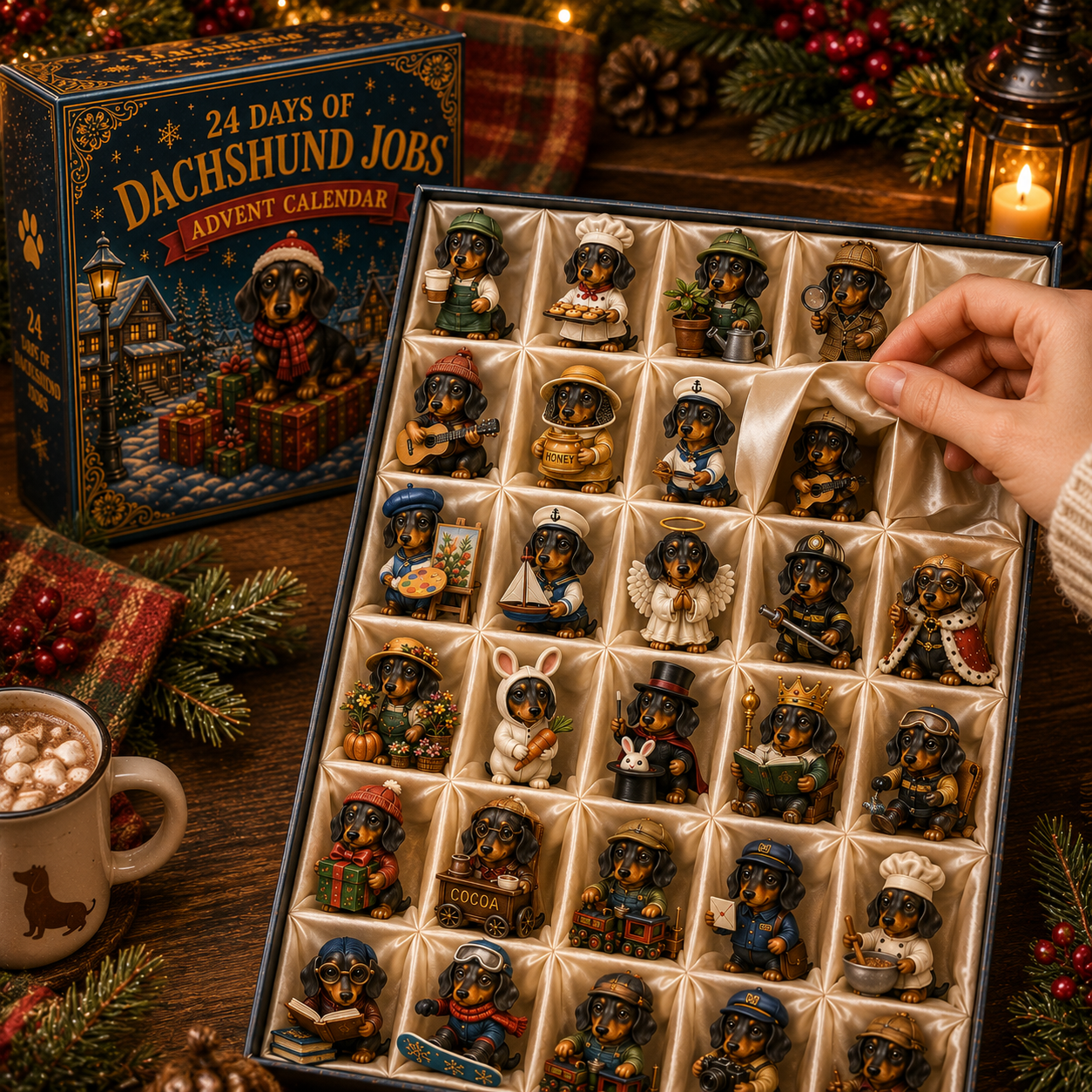 24 Days of Dachshund Jobs Advent Calendar 2026 – 24 Unique Collectible Dachshund Miniatures, Christmas Countdown Gift for Dog Lovers