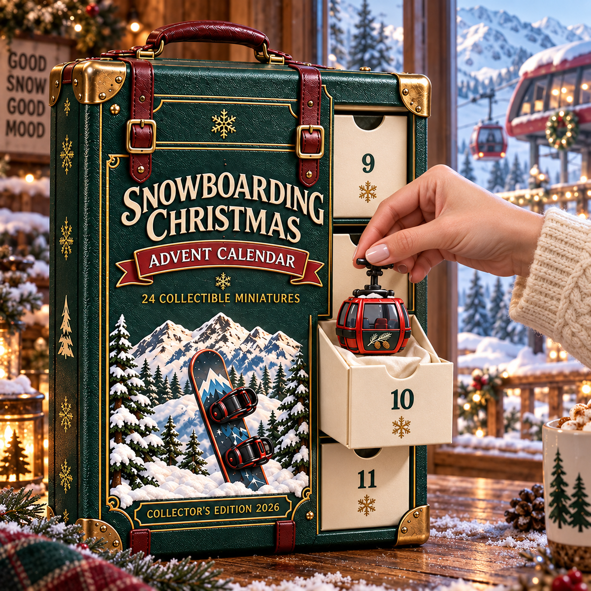 2026 Snowboarding Christmas Advent Calendar – 24 Unique Collectible Miniatures for Snowboard Lovers & Mountain Adventures
