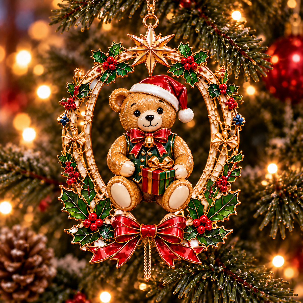 Vintage Christmas Storybook Wreath Ornaments – 6-Piece Festive Keepsake Collection | Christmas Tree Decorations & Heartwarming Holiday Gifts