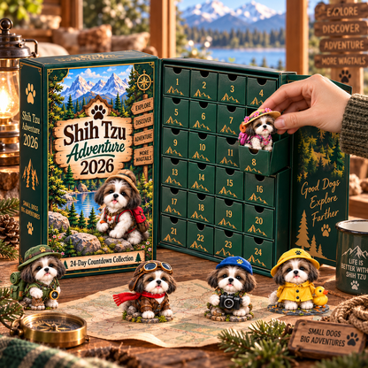 Shih Tzu Adventure 2026 – 24-Day Adventure Countdown Calendar with 24 Unique Collectible Miniatures, Fun Gift for Shih Tzu & Dog Lovers