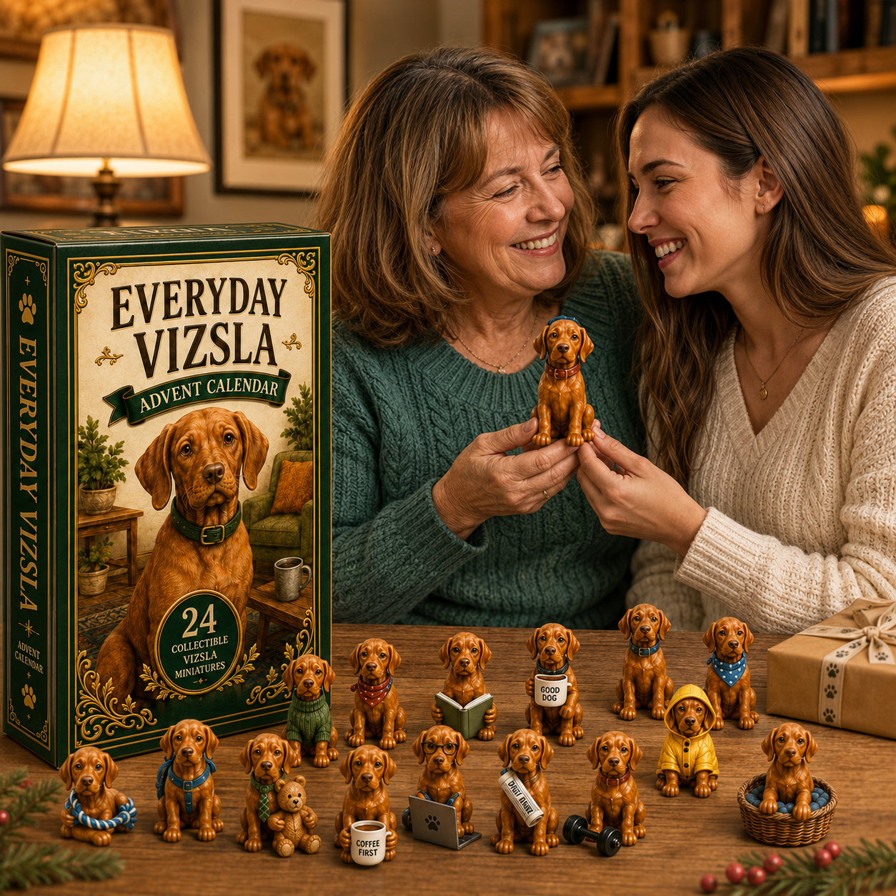 Everyday Vizsla Advent Calendar 2026 – 24 Days of Adorable Vizsla Miniatures, Daily Dog Moments & Perfect Gifts for Vizsla Lovers, Acrylic Charms Blind Box