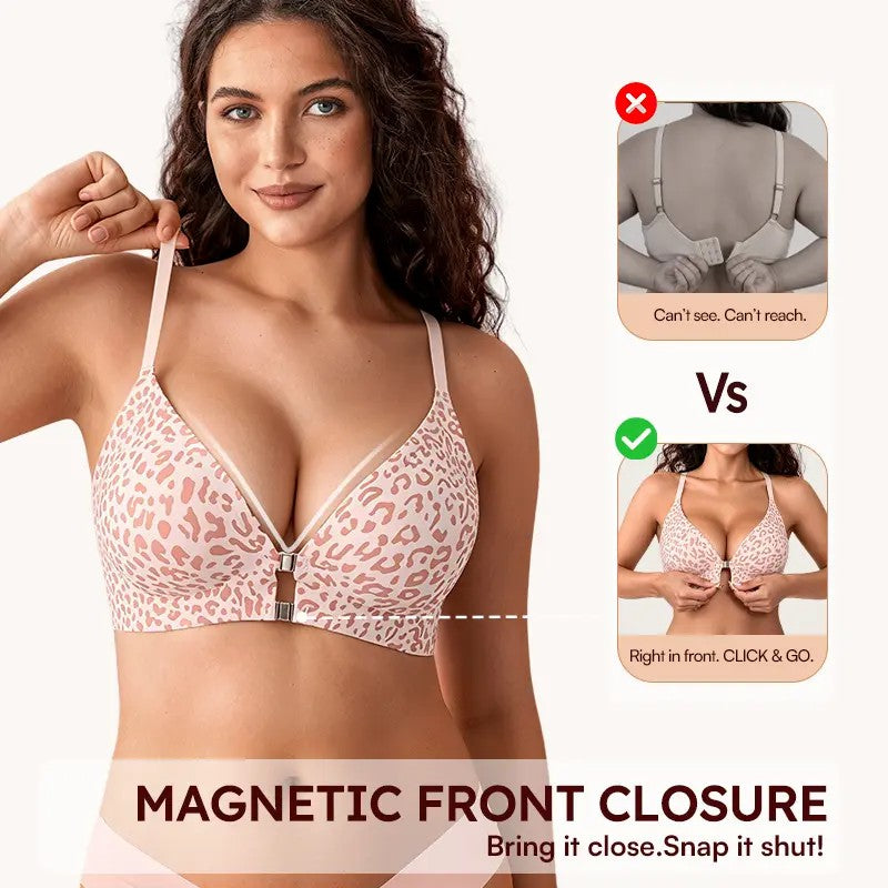 Women's Front Closure Elasticity Bralette, Easy On & Off, Light Support, Deep V-Neck Racerback 👙