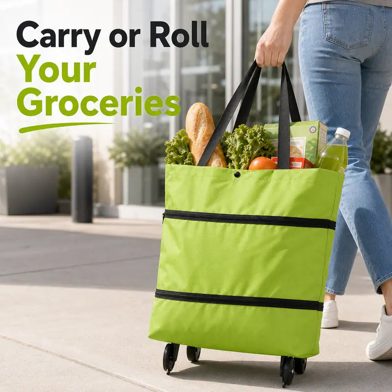 Foldable Rolling Shopping Bag with Wheels, Reusable Grocery Tote Cart🛒 - image 3