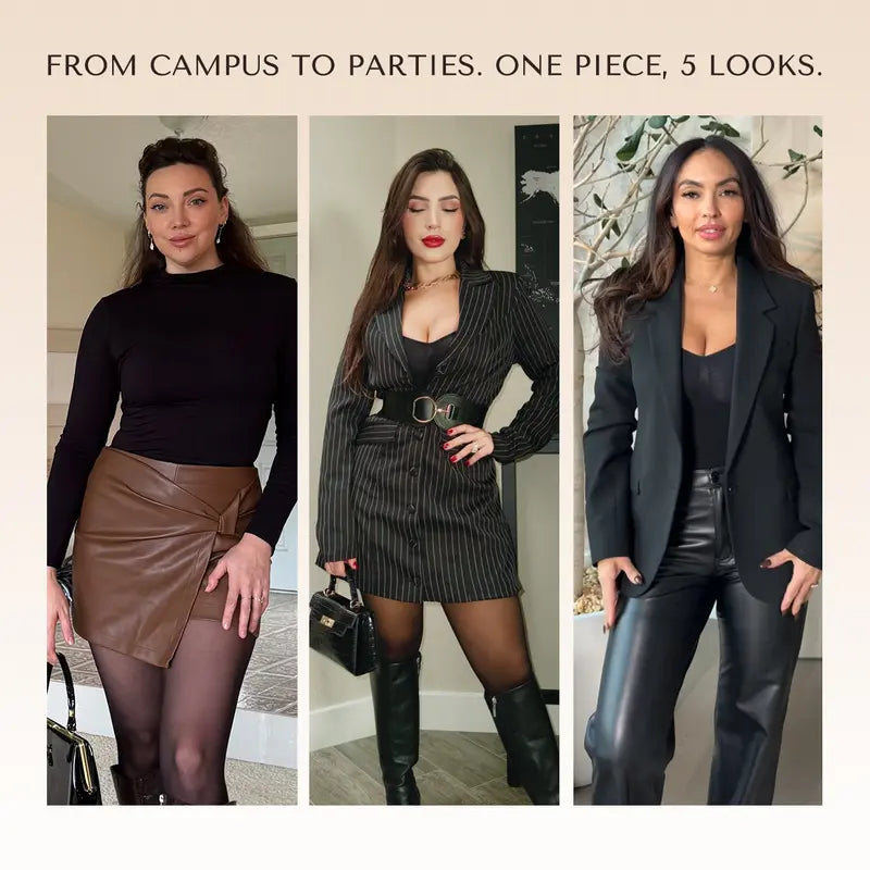 Women's Sheer-Panel Fleece-Lined Tights Bodysuit 🖤