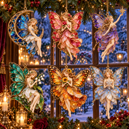 ✨ 2026 Enchanted Stained Glass Fairy Christmas Ornaments – Set of 6