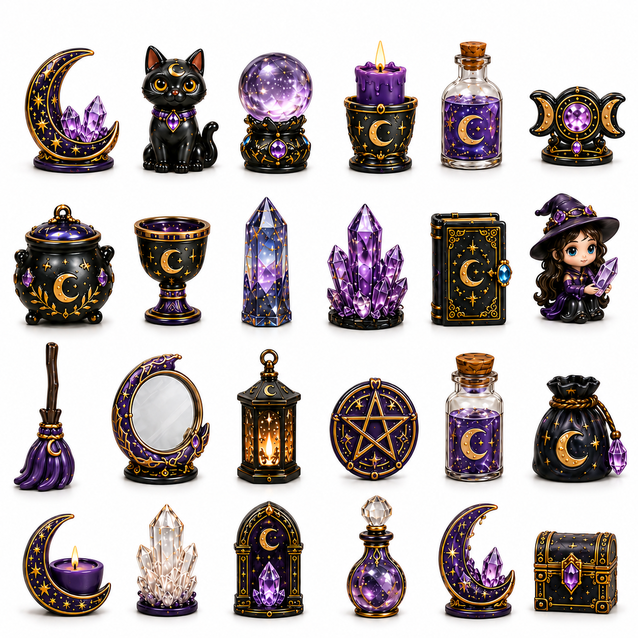 Crystal Witch Advent Calendar 2026 – 24 Days of Magical Crystal Miniatures, Mystical Witchy Collectibles & Enchanting Gifts for Fantasy Lovers, Acrylic Charms Blind Box