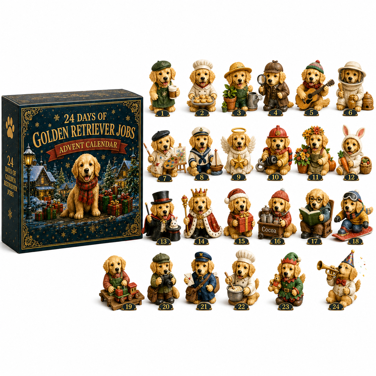 Golden Retriever Jobs Advent Calendar 2026 – 24 Days of Adorable Career-Themed Golden Retriever Miniatures & Christmas Surprises