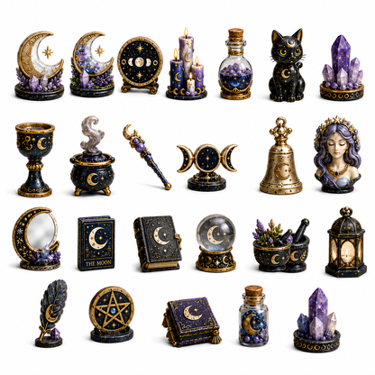 Witching Moon Advent Calendar 2026 – 24 Days of Celestial Miniatures, Mystical Moon Collectibles & Magical Gifts for Witchy Decor Lovers, Acrylic Charms Blind Box