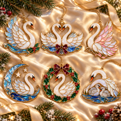 🎄 2026 Christmas Swan Ornaments – Set of 6 Elegant Holiday Keepsakes