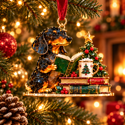 Dachshund Christmas Ornaments – Cozy Library Holiday Collection