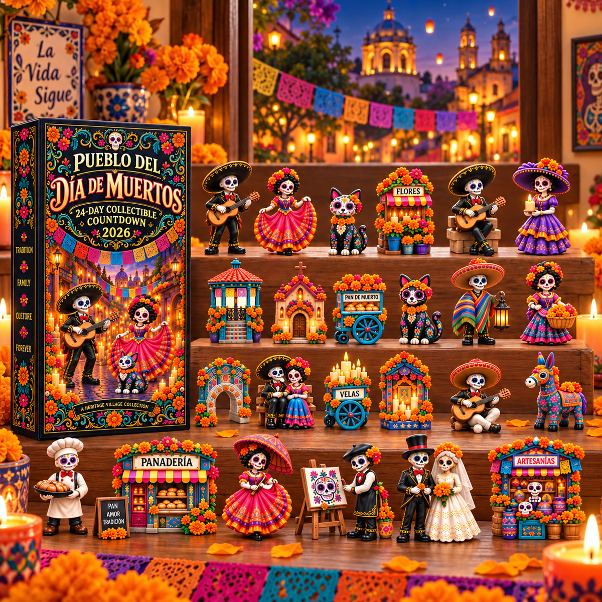 Pueblo del Dia de Muertos 2026 collectible countdown calendar