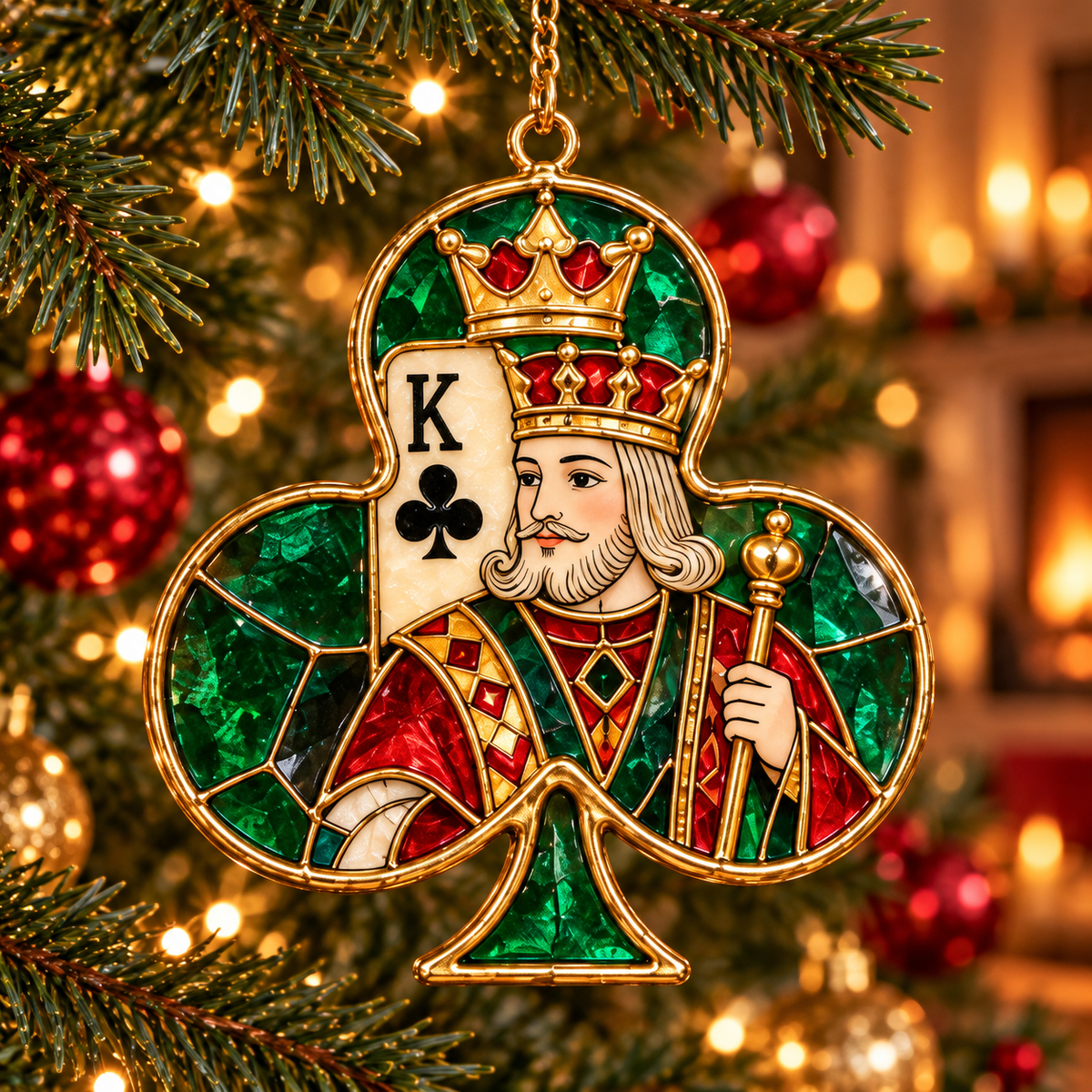 ✨ 2026 Vintage Stained Glass Playing Card Christmas Ornaments – Set of 6 |  Poker Ace, Queen, King, Jack & Joker Hanging Decorations | Casino & Card Game Christmas Tree Ornaments | Unique Gifts for Poker Lovers