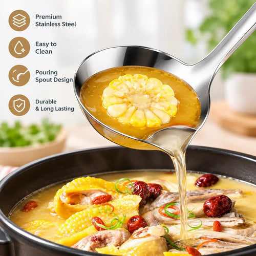 Stainless Steel Oil Separator Ladle - Mirror Polished, Ergonomic Handle Kitchen Gadget 🥣 - image 1