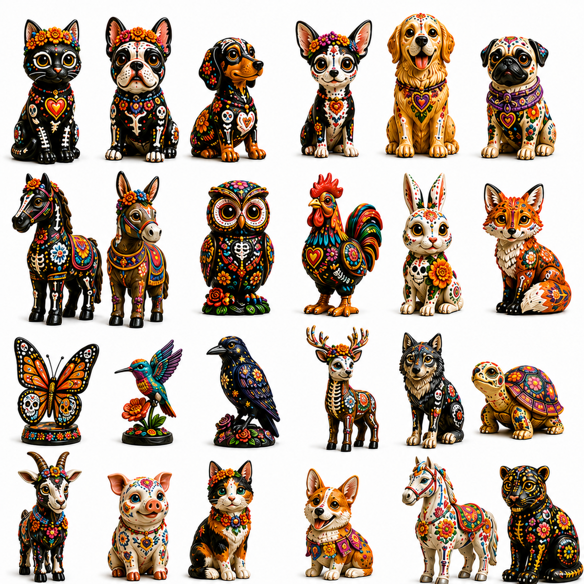 Día de Muertos animal figurines