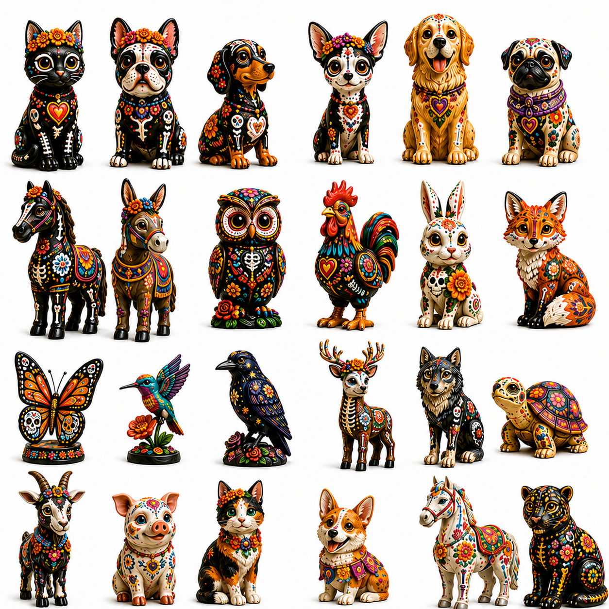 Día de Muertos Animals Advent Calendar 2026 – 24-Day Folk Art Animal Figurine Collection | 24 Unique Collector-Grade Miniatures