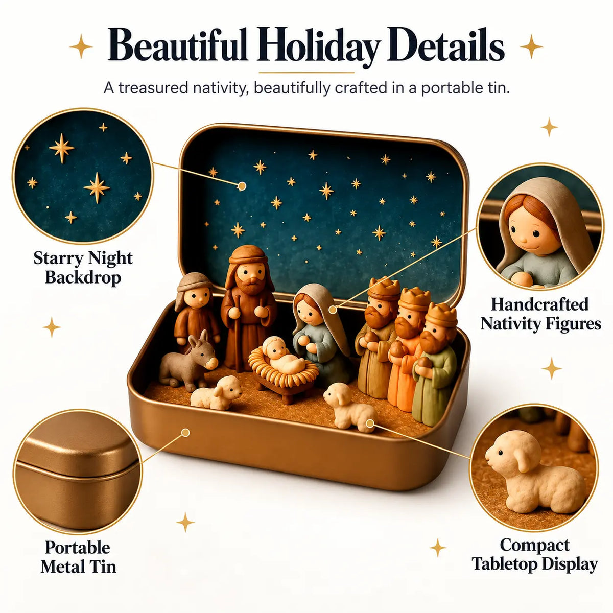 Religious Pocket-Size Mini Nativity Scene Set with Storage Box⛪ - image 7
