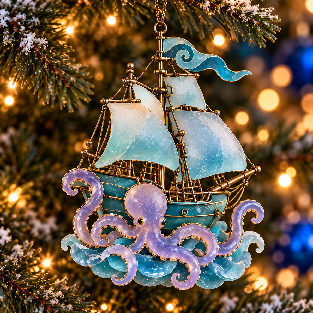 ⛵ 2026 Coastal Christmas Sailing Ship Ornaments – Set of 6 Nautical Holiday Keepsakes