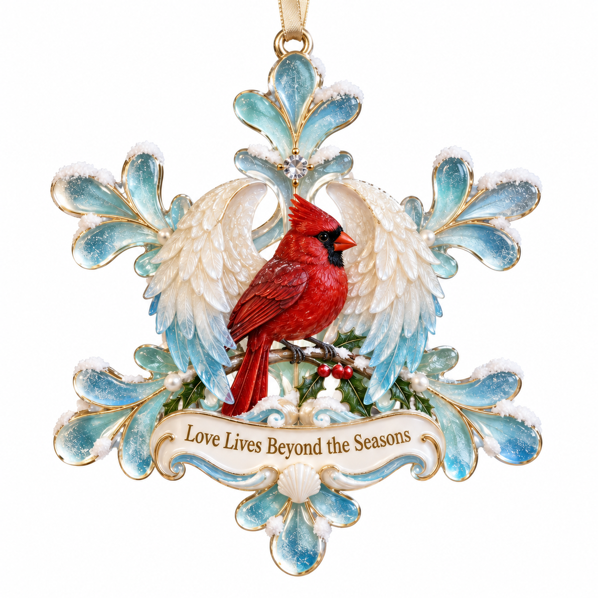Cardinal & Angel Wing Memorial Ornaments