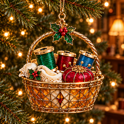 ✨ 2026 Vintage Stained Glass Sewing Christmas Ornaments – Set of 6