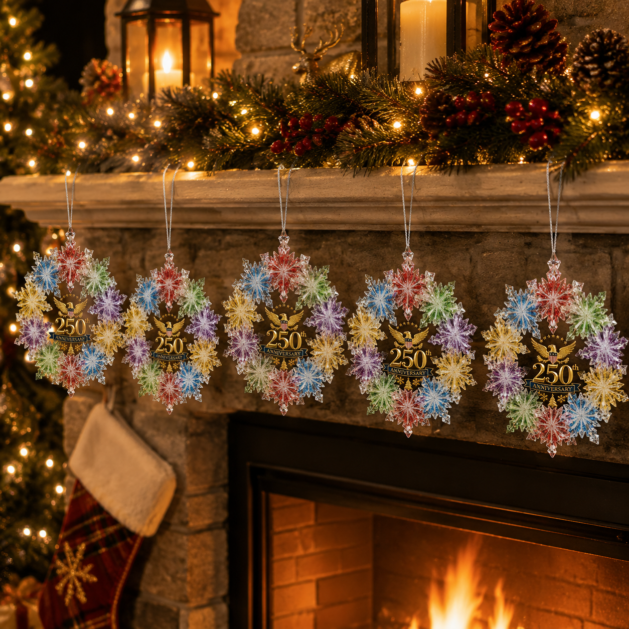 ✨250th Anniversary Crystal Snowflake Christmas Tree Ornament