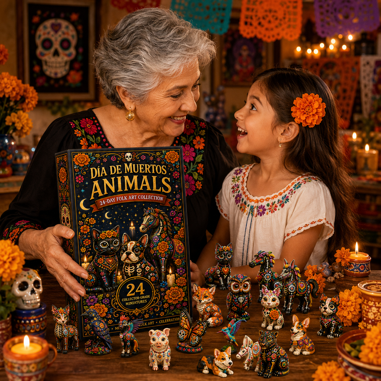 Día de Muertos Animals Advent Calendar 2026 – 24-Day Folk Art Animal Figurine Collection | 24 Unique Collector-Grade Miniatures