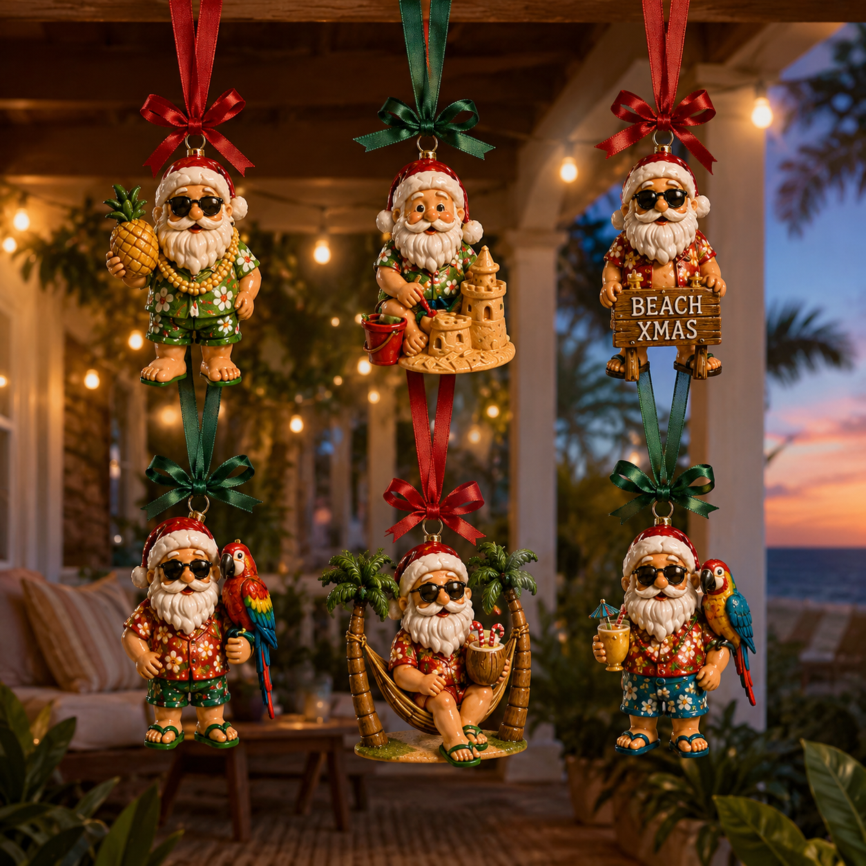 ✨24-Day Christmas Countdown Advent Calendar –Beach-vacation Santa Claus