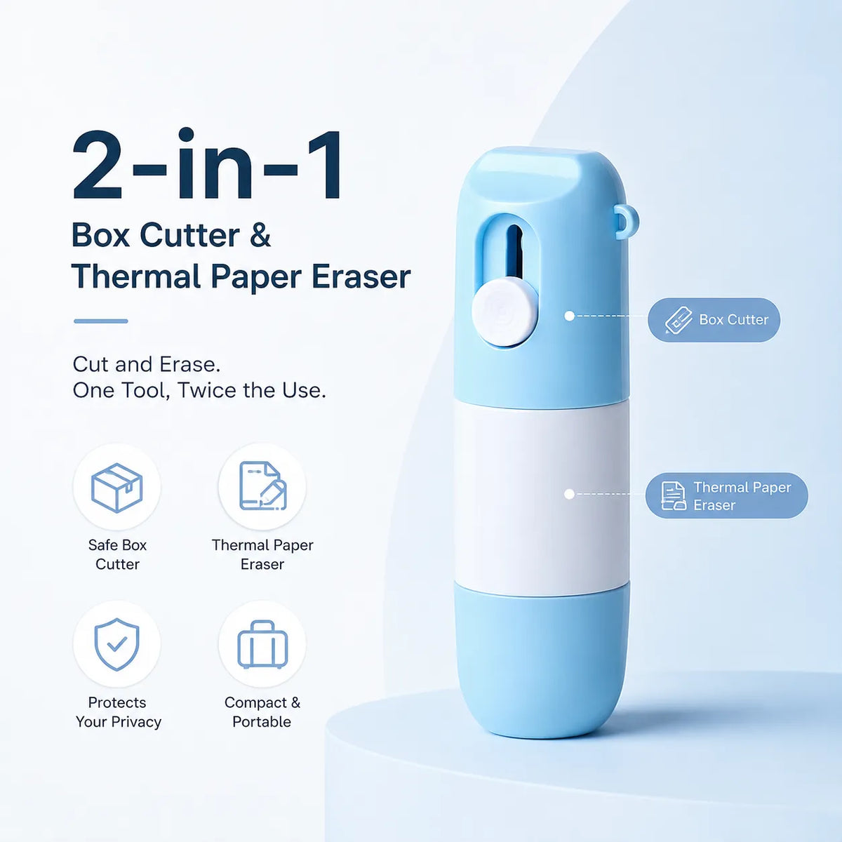 2-in-1 Box Cutter & Thermal Paper Eraser - image 1