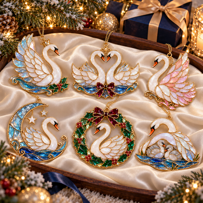 🎄 2026 Christmas Swan Ornaments – Set of 6 Elegant Holiday Keepsakes