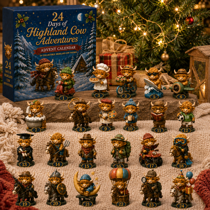 Highland Cow Adventures Advent Calendar 2026 – 24 Days of Unique Highland Cow Miniature Collectibles