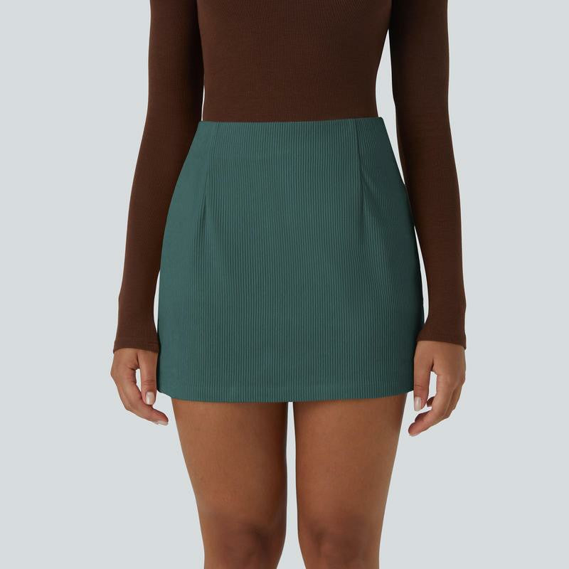 High Waisted Invisible Zipper 2-in-1 Mini A-line Corduroy Casual Skirt 👗