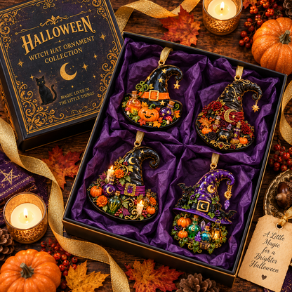 Halloween Witch Hat Ornament – Enchanted Potion Garden Hanging Collection, Spooky Halloween Gift for Witch Lovers & Family