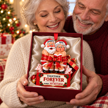 2026 Naughty & Nice Santa & Mrs. Claus Ornament – “Together Forever” Funny Christmas Gift for Couples