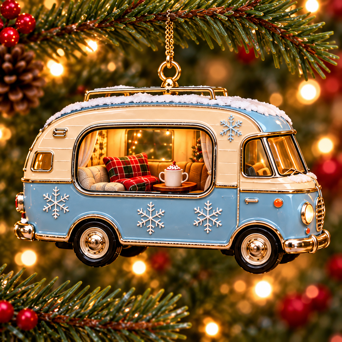 Vintage Christmas Camper Ornaments – 6-Piece Retro Holiday RV Collection | Cozy Christmas Tree Decorations & Heartwarming Keepsake Gifts