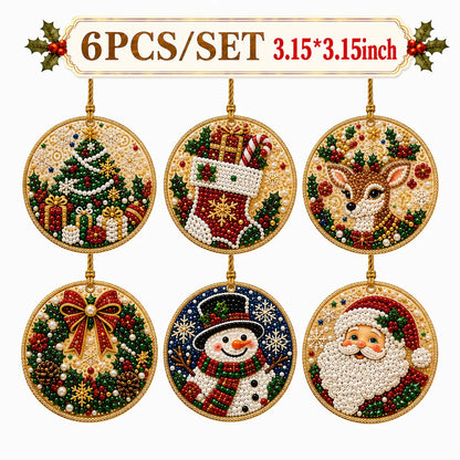 6Pcs/12Pcs Christmas DIY Diamond Painting Ornaments Kit, Xmas Tree Hanging Pendant🎄 - image 14