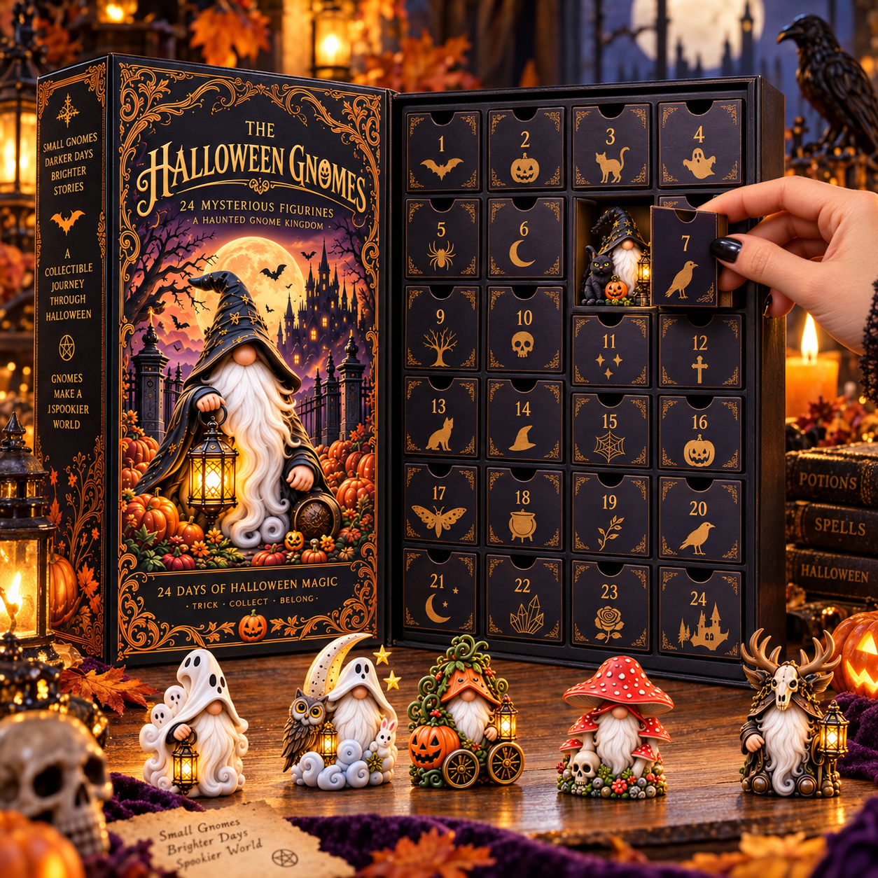 Halloween Gnomes 2026 – 24-Day Haunted Gnome Countdown Calendar with 24 Unique Collectible Miniatures, Spooky Halloween Gift for Gnome Lovers