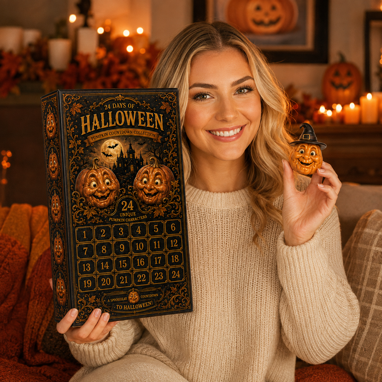 ✨24-Day Christmas Countdown Advent Calendar –Halloween Pumpkin Ornament