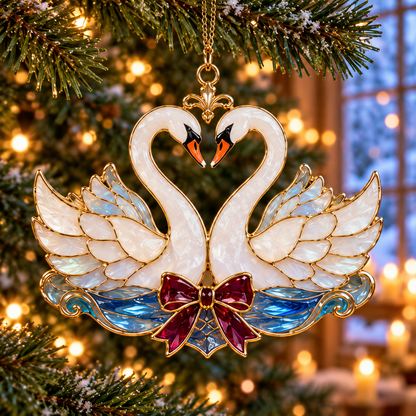 🎄 2026 Christmas Swan Ornaments – Set of 6 Elegant Holiday Keepsakes